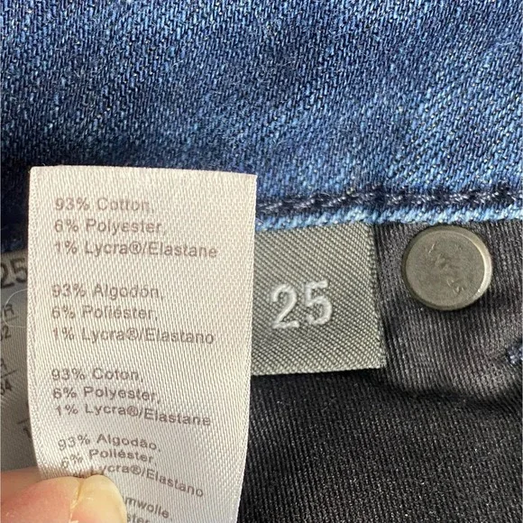 Spanx Slim X Straight Blue Mid rise Dark Wash Denim Jeans Size 25 - Picture 3 of 7